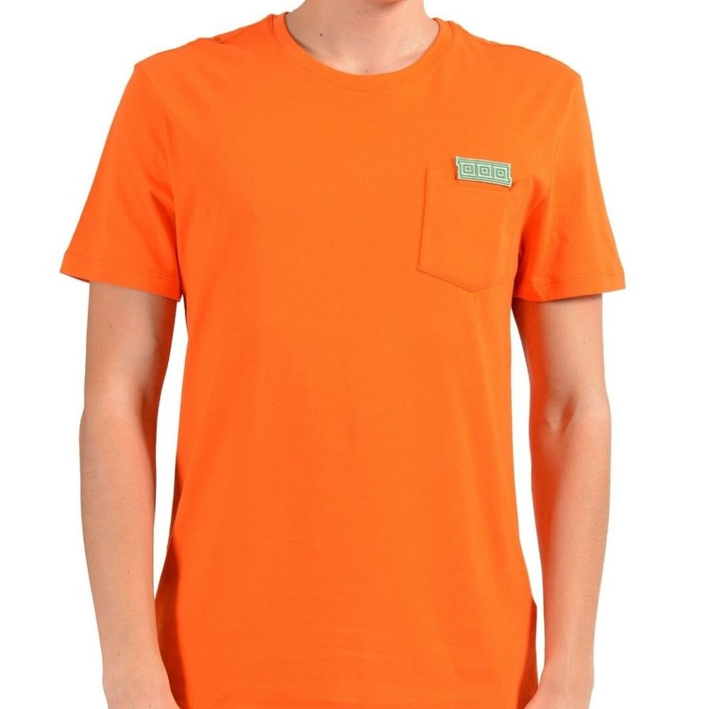 Versace Collection Orange Pocket Crewneck T-Shirt